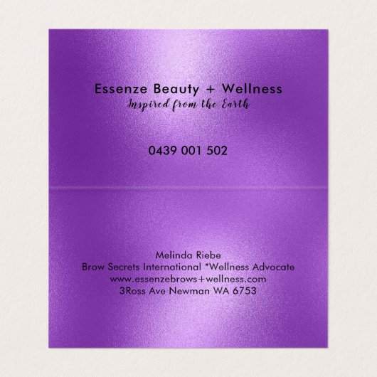 Paarse moderne achtergrond visitekaartje (Binnenkant ongevouwen)