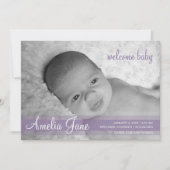 Paarse moderne Baby Aankondiging (Voorkant)