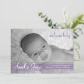 Paarse moderne Baby Aankondiging (Staand voorkant)