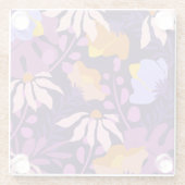 Paarse moderne bloementuin Onderzetter Glazen Onderzetter (Achterkant)