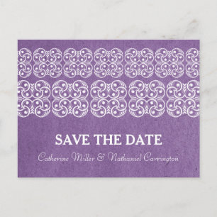 Paarse Moderne Bohemen Save the Date Briefkaart