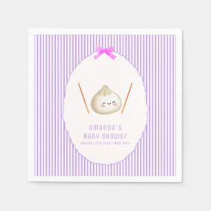 Paarse Moderne Boog Aziatische Dumpling Baby Showe Servet