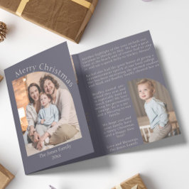 Paarse Moderne Boogjaar in Review Familie Update Drieluik Wenskaart