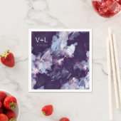 Paarse moderne borstelslag bruiloft servet (Insitu)