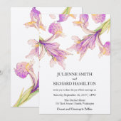 Paarse moderne botanische bruiloft kaart (Voorkant / Achterkant)