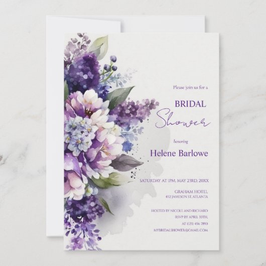 Paarse moderne botanische elegante Vrijgezellenfee Kaart (Voorkant)