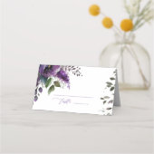 Paarse moderne botanische tuin elegante bruiloft plaatskaartje (Voorkant)
