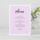 Paarse moderne bruiloft. Eenvoudige lavendel minim Menu (Staand voorkant)