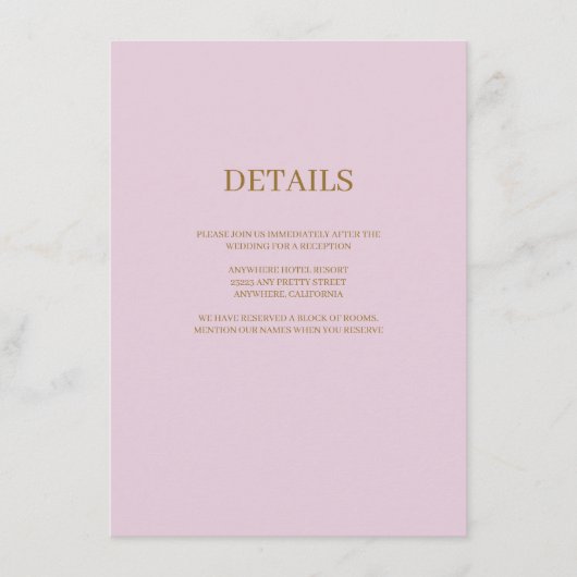 Paarse moderne bruiloft met contactgegevens informatiekaartje (Voorkant)