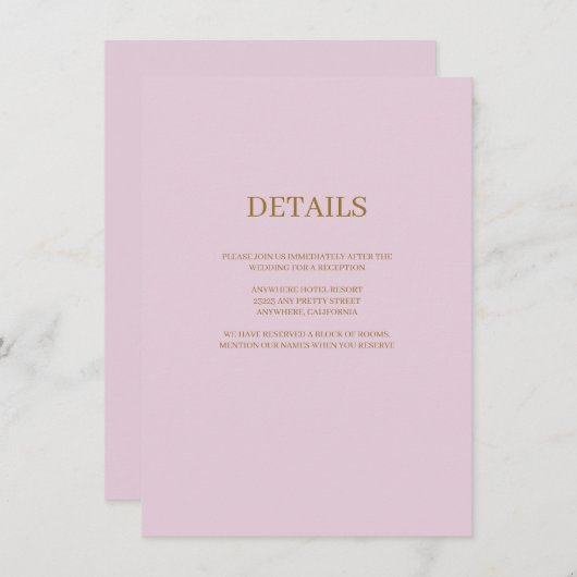 Paarse moderne bruiloft met contactgegevens informatiekaartje (Voorkant / Achterkant)