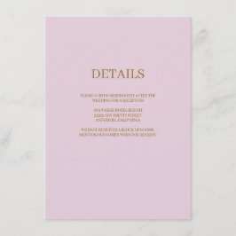 Paarse moderne bruiloft met contactgegevens informatiekaartje