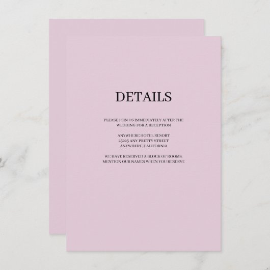 Paarse moderne bruiloft met contactgegevens informatiekaartje (Voorkant / Achterkant)