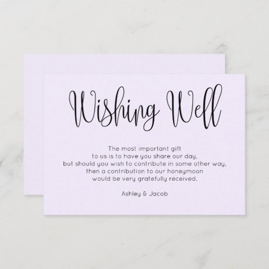 Paarse moderne bruiloft wensen goed. Eenvoudig scr Informatiekaartje (Voorkant / Achterkant)