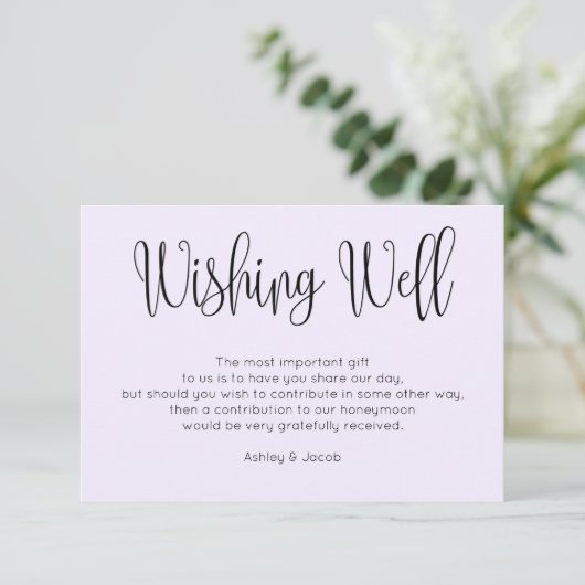 Paarse moderne bruiloft wensen goed. Eenvoudig scr Informatiekaartje (Staand voorkant)