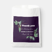 Paarse moderne bruinbruine douane-bruiloft bedankzakje (Voorkant)