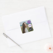 Paarse moderne cirkels Foto Afstuderen Vierkante Sticker (Envelop)