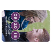 Paarse moderne cirkels foto Opslaan Datum magneet (Horizontaal)