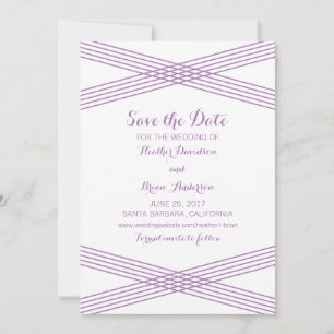 Paarse Moderne Deco sparen de Datum uitnodigen Save The Date