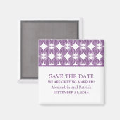 Paarse Moderne Deco sparen de Magnet van de Datum (Voorkant / Achterkant)