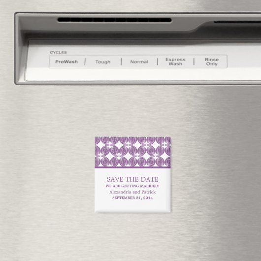 Paarse Moderne Deco sparen de Magnet van de Datum (Insitu (Vaatwasser))