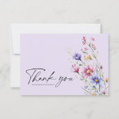 Paarse moderne elegante grillige wilde bloem bruil bedankkaart (Voorkant)