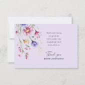 Paarse moderne elegante grillige wilde bloem bruil bedankkaart (Achterkant)
