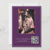 Paarse Moderne Elegante Kalligrafie Foto QR Code Save The Date (Achterkant)