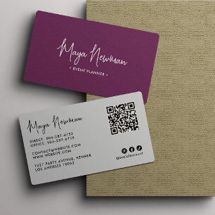 PAARSE Moderne Elegante Minimale QR Code Creatief Visitekaartje