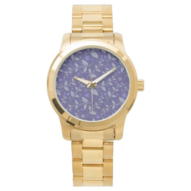 Paarse moderne elegante populaire bloemkool horloge (Voorkant)