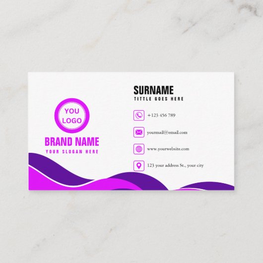 Paarse moderne elegante visitekaartje (Achterkant)