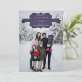 Paarse Moderne en Eenvoudige Kerstmis Fotokaart Feestdagenkaart (Staand voorkant)