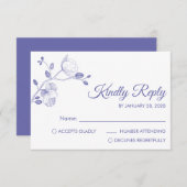 Paarse moderne florelegant orchideeën minimalistis RSVP kaartje (Voorkant / Achterkant)