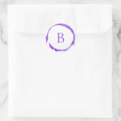 Paarse moderne Folie Glitter Sparkle Monogram Ronde Sticker (Tas)