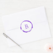Paarse moderne folie glittersparkel monogram ronde sticker (Envelop)
