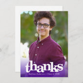 Paarse moderne foto-afstuderen gewaagde typografie bedankkaart (Voorkant / Achterkant)