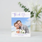 Paarse moderne foto dank u kaart (Staand voorkant)