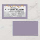 Paarse moderne foto gouden bladeren bruiloft websi informatiekaartje (Voorkant / Achterkant)