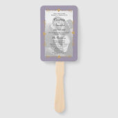 Paarse moderne foto gouden harten bruiloft program handwaaier (Voorkant)