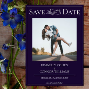 Paarse Moderne Foto slaat de datum op Save The Date