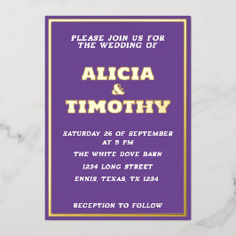 Paarse Moderne Goud Typografie Violette Elegant Folie Uitnodiging