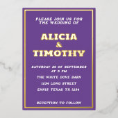 Paarse Moderne Goud Typografie Violette Elegant Folie Uitnodiging (Voorkant)