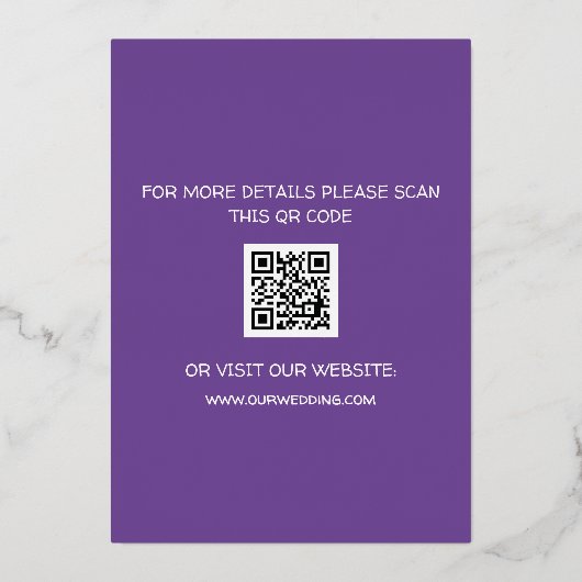 Paarse Moderne Goud Typografie Violette Elegant Folie Uitnodiging (Achterkant)