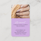 Paarse moderne grafische QR-codetekens foto Visitekaartje (Achterkant)