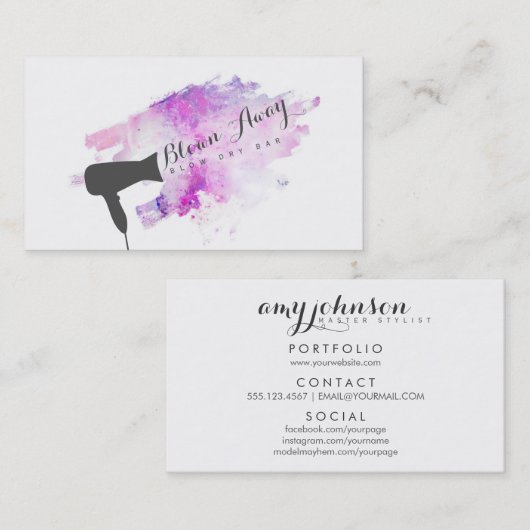 paarse moderne haarstaartslang visitekaartje (Voorkant / Achterkant)