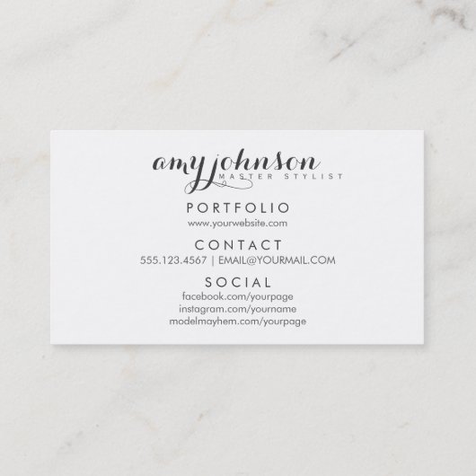 paarse moderne haarstaartslang visitekaartje (Achterkant)