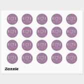 Paarse Moderne Initiaal Monogram Huwelijk Ronde Sticker (Vel)
