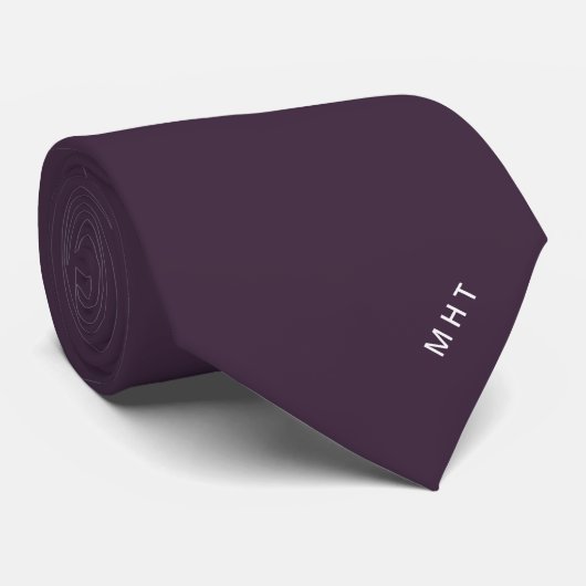 Paarse Moderne Initialen Minimalistische Monogram Stropdas (Opgerold)