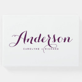 Paarse moderne kalligrafie gastenboek