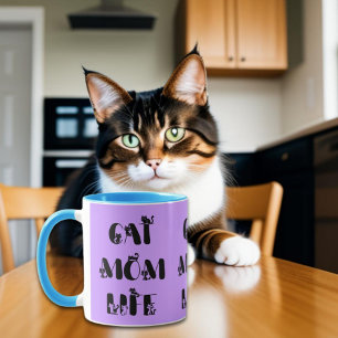Paarse Moderne Kat Moeder Leven Mooie Moederdag  Mok