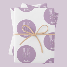 Paarse moderne Klassieke Nieuwe Baby Inpakpapier Vel